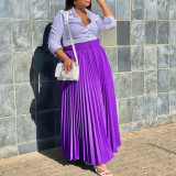 With belt pleated personality large skirt skirt skirt