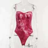 Knitted suspender chest revealing slim one-piece fashion sexy casual top