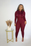 Autumn and Winter Women's Zipper Flange Plush Solid Pit Fabric Sexy Hip Lifting Jumpsuit