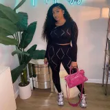Sexy hollow hole high waist leggings casual sports suit
