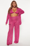Sequin shirt straight trousers party three piece set