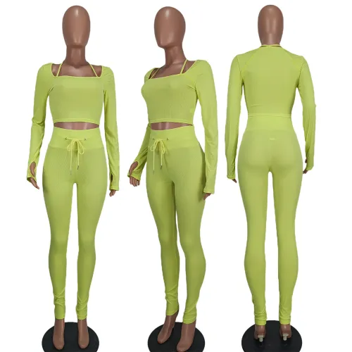 Fashion open waist neck square neck two-piece set