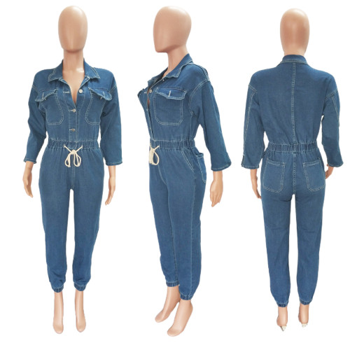 Women's fashion casual jeans jumpsuit