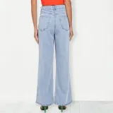 Slim Slim Slit Leg Women's Denim Straight Leg Pants