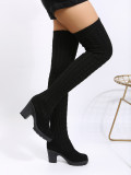 Oversized women's shoes fly woven high tube winter warm knitted fashion boots and socks