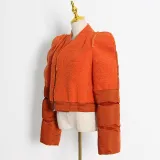Fashionable splicing fleece short women's jacket color contrast coat