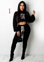 Fashion casual Christmas element printing strap print two-piece set