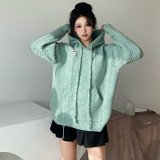 Candy color patchwork pocket loose hoodie