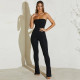 Women's fashion chest wrapped sexy low cut backless slim fitting jumpsuit