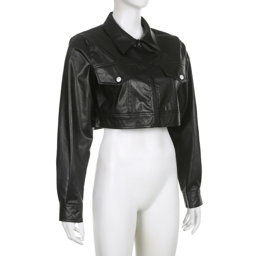 Chaopai Spice Girl Street Handsome Stylish Motorcycle Style Short Leather Jacket