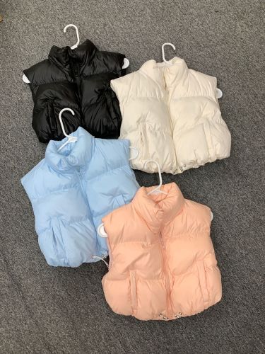 Solid color sleeveless short vest cotton jacket