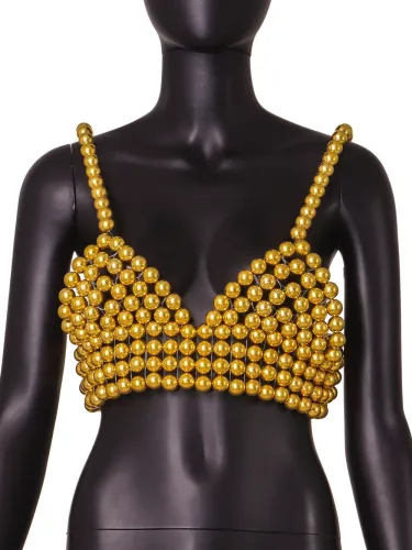 Sexy fashion pearl suspender vest