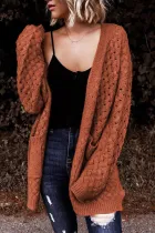 Brown pocket cardigan medium long cardigan coat