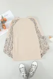Women's leopard print round neck pullover with long sleeves