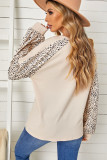 Women's leopard print round neck pullover with long sleeves