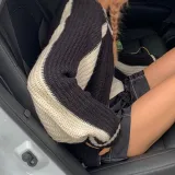 Fashion black and white contrast wool coat
