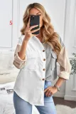 Color block splicing autumn shirt loose long sleeve single breasted shirt