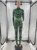 Women's camouflage printing tight sexy sports casual two-piece suit