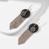Snowflake tassel earrings fashionable full diamond design long earrings