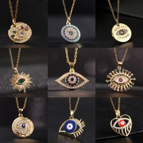 Collar Chain Colorful Zircon Eye Pendant Devil's Eye Necklace