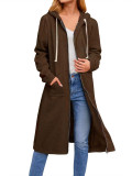 Loose zip long cardigan coat