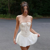 Sexy one neck strapless skirt with ruffles