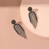 Handmade beaded tassel earrings women inlaid with zircon small design sense of individuality high sense earrings