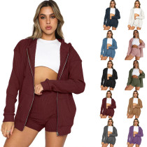 Women's sweater zipper cardigan long sleeve hoodie