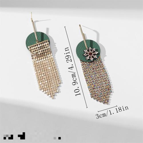 Snowflake tassel earrings fashionable full diamond design long earrings