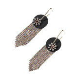Snowflake tassel earrings fashionable full diamond design long earrings
