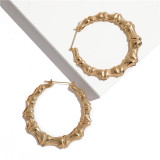 Oversized bamboo pattern earrings exaggerated gold big circle punk hip-hop earrings