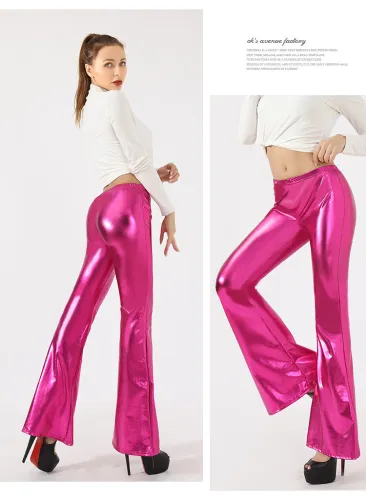 PU leggings fashion tight women's trousers bright leather flared trousers trousers