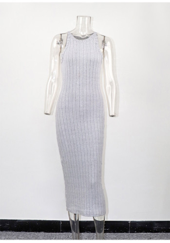 Sleeveless Knitted Pit Strip Dress Women's Long Hip Wrap Dress