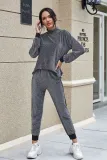Fashion casual high elastic silk long sleeve household women's round neck women's sports two-piece set