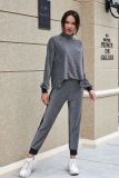 Fashion casual high elastic silk long sleeve household women's round neck women's sports two-piece set