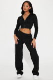 Knitted hooded cardigan casual loose trousers fashion sports two-piece set