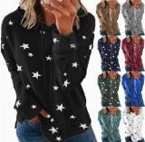 Star Print Top Loose Oversize Hoodie