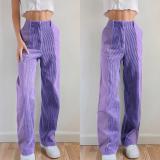 Straight pants Loose color matching casual pants Solid corduroy pants
