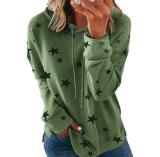 Star Print Top Loose Oversize Hoodie