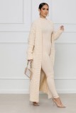 Lazy style fried dough twist knitting cardigan winter thickened plush long coat sweater