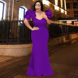 Design petal sleeve floor length dress