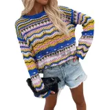 Loose round neck striped sweater