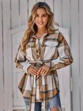 Women's single breasted casual plaid women's coat