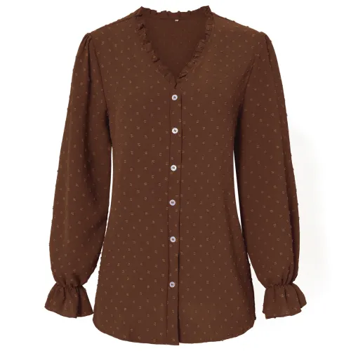 V-Neck Shirt Women's Fashion Casual Versatile Polka Point Shirt