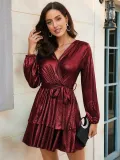 Nightclub Party Dress Women's Sexy V-neck Cake Dress Wine Party Dress