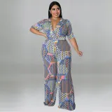 Fashionable elastic knitting material including belt jumpsuit