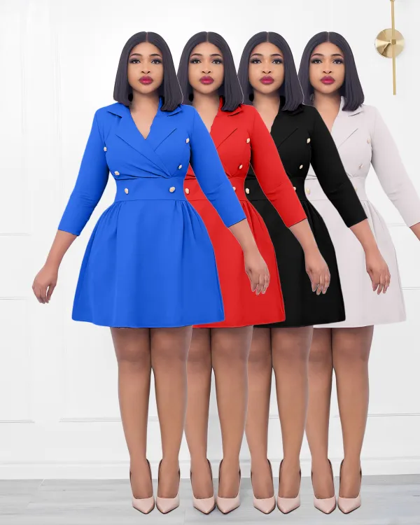 Double breasted A-line skirt with suit collar