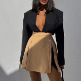 Double zipper half skin skirt Personality street fashion high waist slim skirt