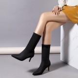 Fashion Pointy Suede Candy Color Leggings Solid Long Boots Thin Heels Multi Color