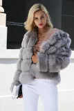 Fox hair imitation fur coat Women's short long sleeved fur faux fur coat